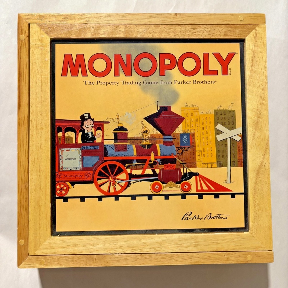 Monopoly Nostalgia Wooden Box Edition Parker‎ Brothers 2001 Complete Set